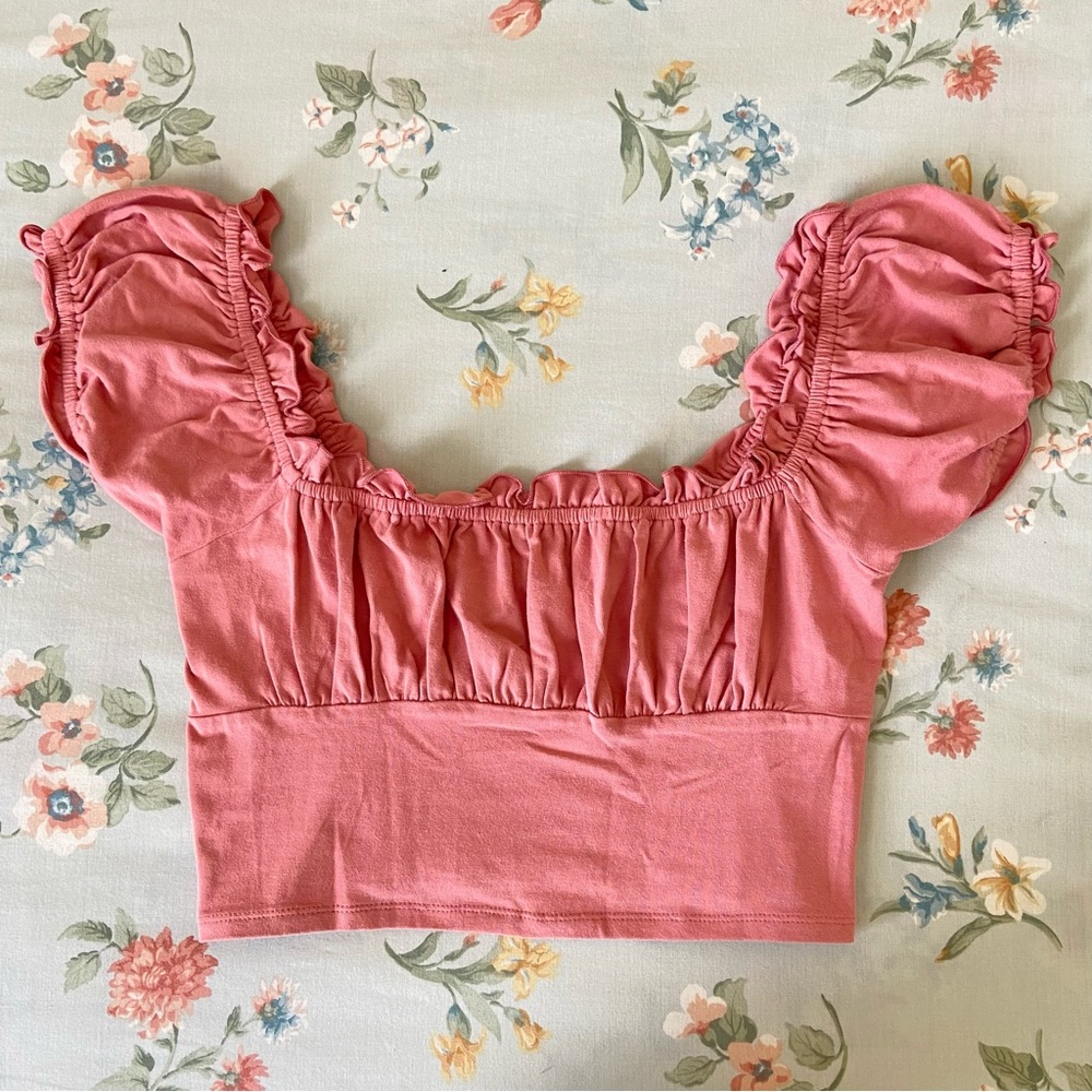 Pacsun ruffle hem square neck crop top